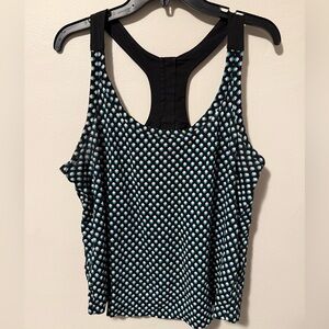 Banana Republic Top Blouse Womens Large Black Blue Racerback Sleeveless GUC